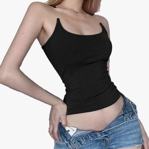 BRAND NEW Invisible Strap Tank Tops Y2k Aesthetic Sexy Tank Tops Thin Strap Tank - Picture 1 of 4